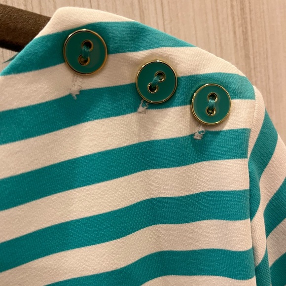 J. McLaughlin top, size XL, aqua and white stripe, bracelet length sleeve. - Picture 2 of 5